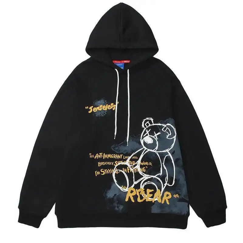 Bear Graphic Print Hoodie