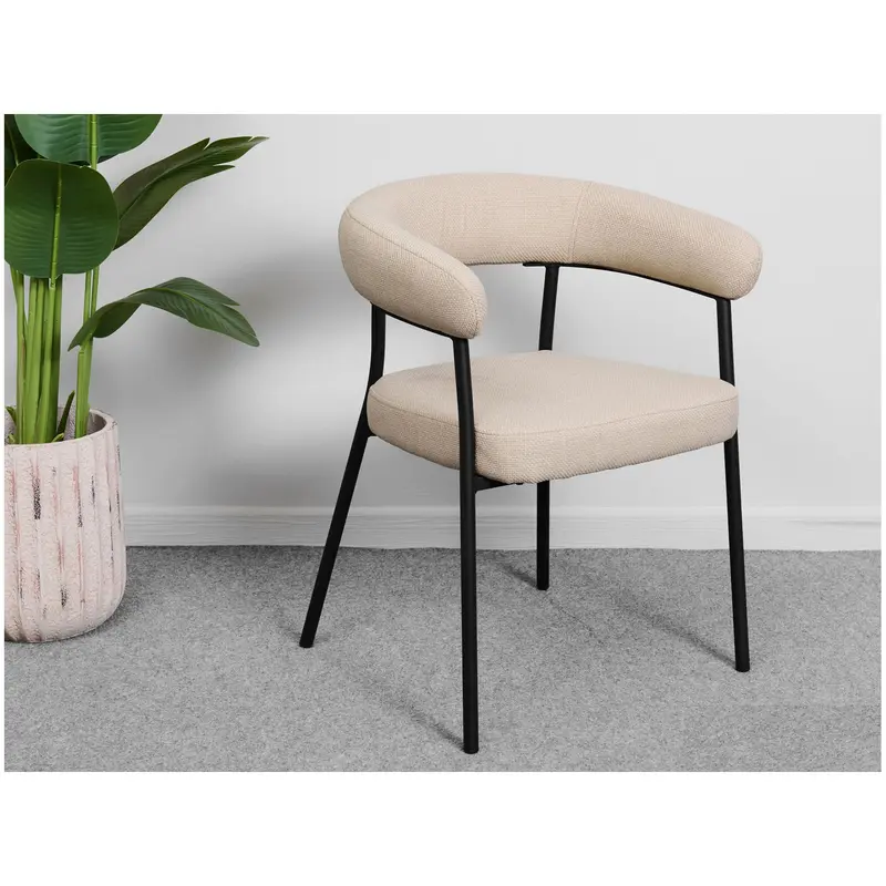 Belda Interiorismo Sedia in tessuto crema e metallo "Charlotte" 54.5x59x77 cm