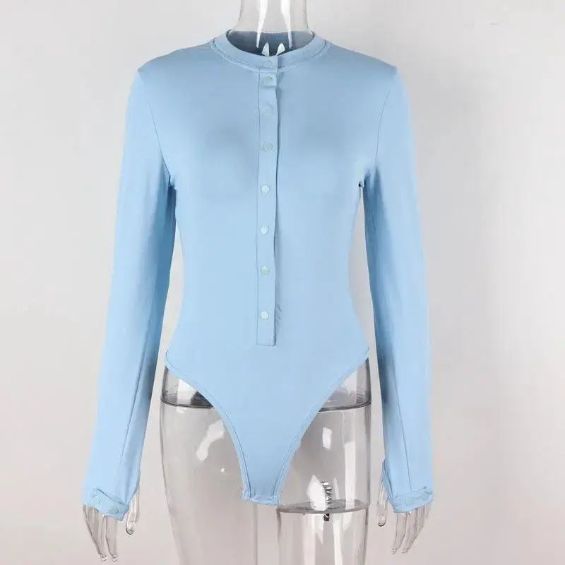 Best Sexy Half-cardigan Buttoned One-piece Autumn and Winter Long-sleeved Bottoming T-shirt