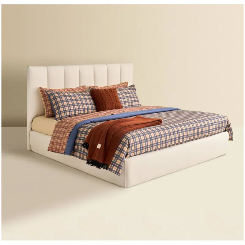 Bianco Perla Completo letto matrimoniale, lenzuola in cotone + 2 federe "Lennon"