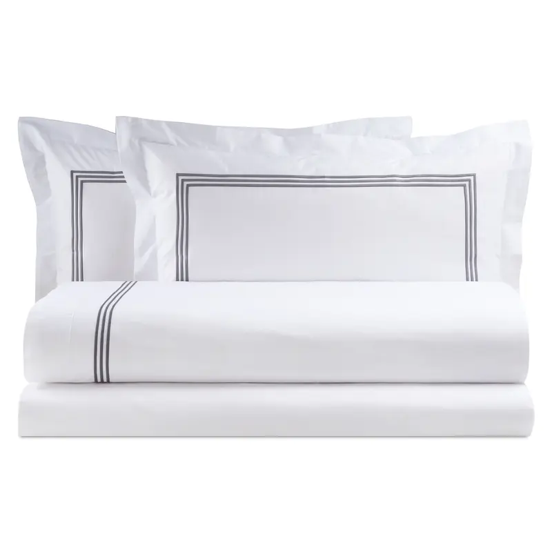 Bianco Perla Completo letto matrimoniale lenzuola in percalle di cotone "Zoe"
