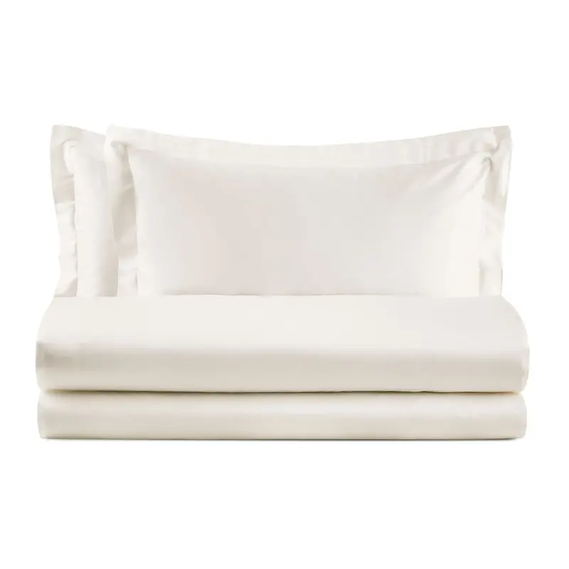 Bianco Perla Completo letto matrimoniale, Set lenzuola "Ametista" in cotone
