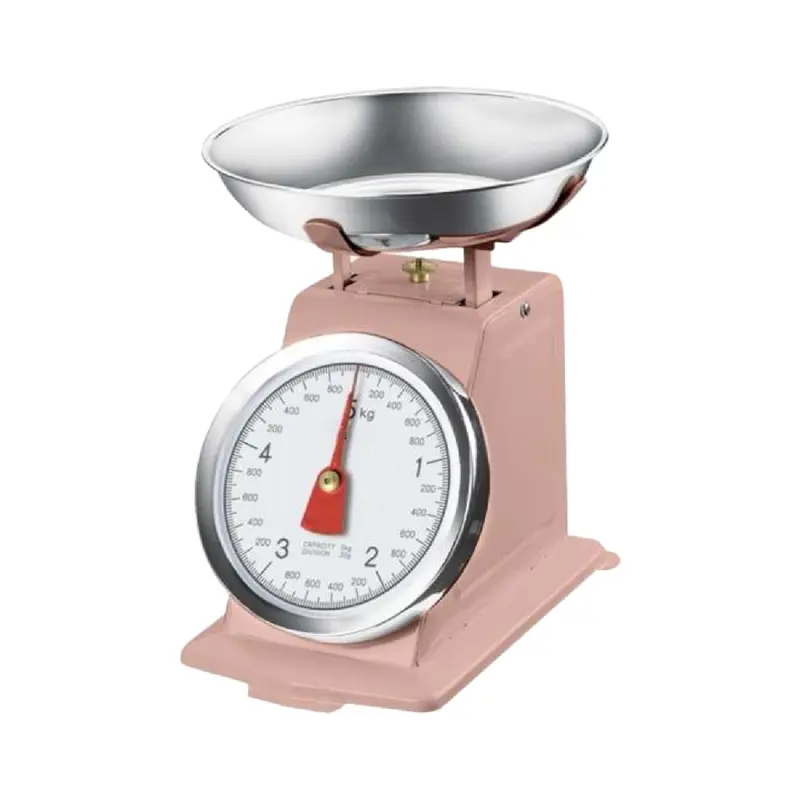 Bilancia da Cucina in metallo Shabby Rosa Max 5 Kg Analogica Vassoio in Acciaio