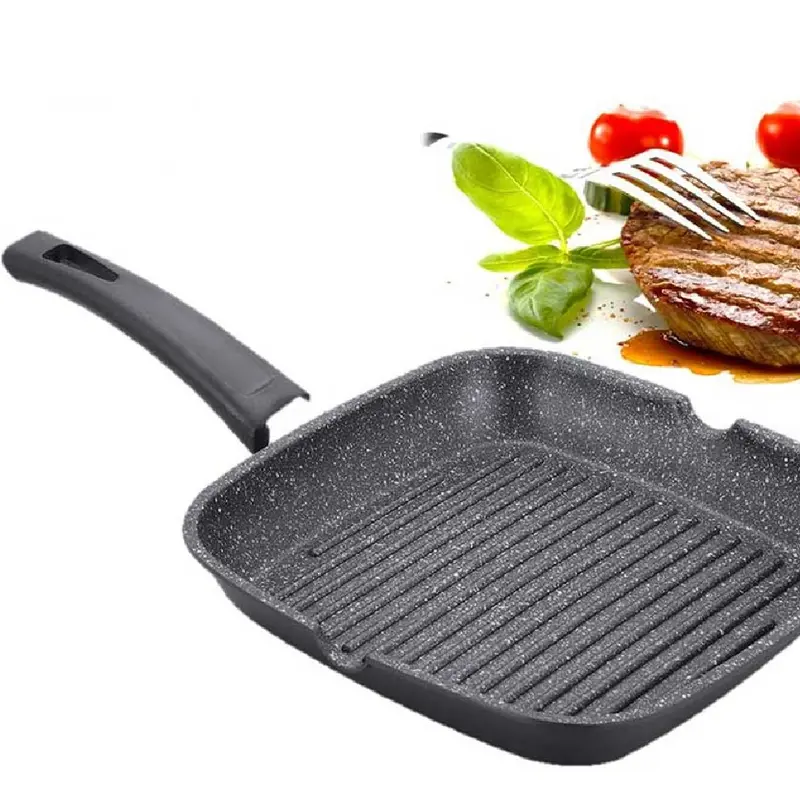 Bistecchiera Antiaderente 28x28 cm Induzione Manico Soft Griglia Effetto Barbecue