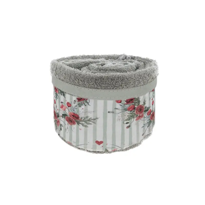 Blanc Mariclò Cestino con tre lavette in cotone "Coquelicot" 3 varianti (1pz)