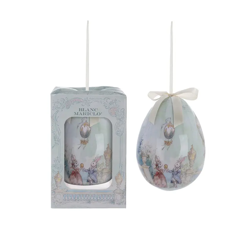 Blanc Mariclò Decoro uovo di pasqua da appendere con coniglio "Rococo" D14.3xH20 cm 4 varianti(1 unità)
