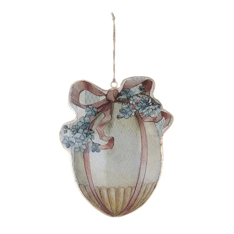 Blanc Mariclò Decoro uovo di pasqua in metallo "Rococo" 15x2xH18 cm 2 varianti(1unità)