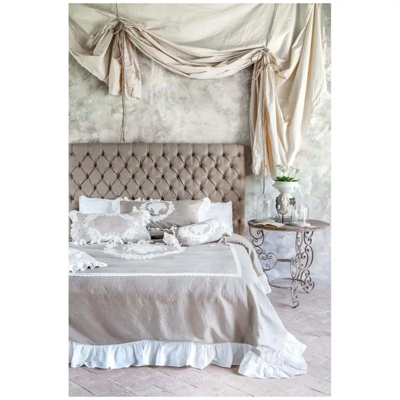Blanc Mariclò Parure Set Copripiumino matrimoniale in misto lino +2 copriguanciali "Soffio" 240x260 cm
