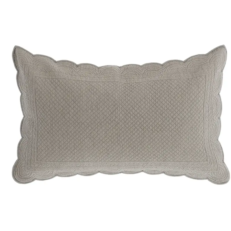 Blanc Mariclò Set 2 Copri guanciali in cotone grigio "Carmen" 50x80 cm