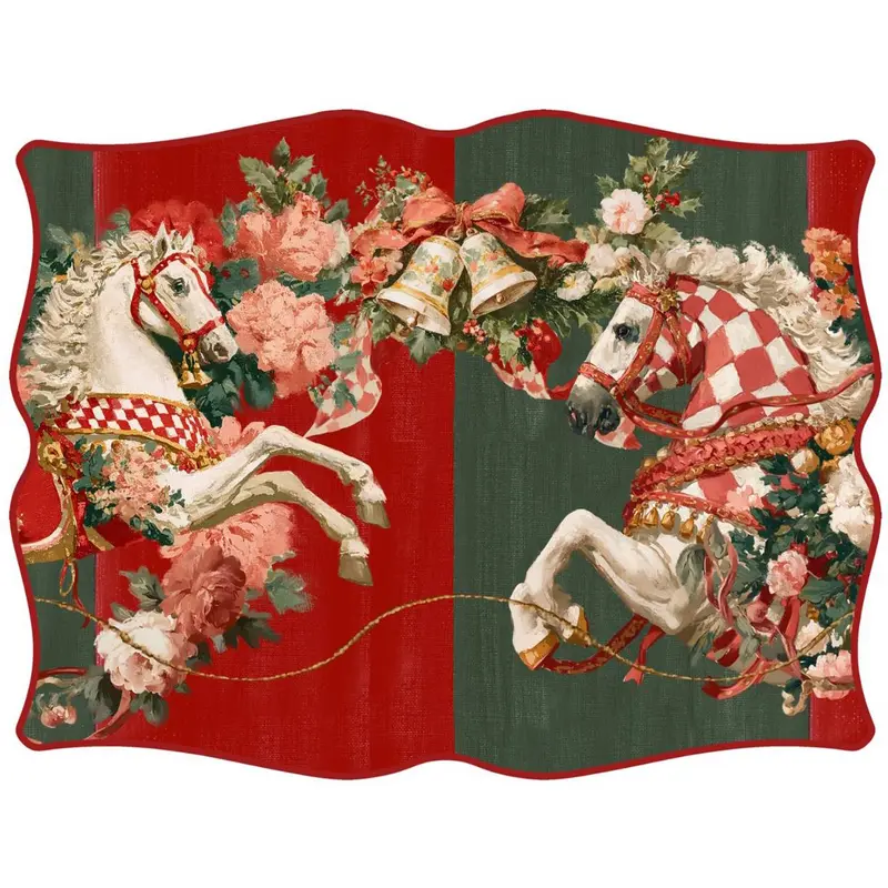 Blanc Mariclò Set 2 tovagliette americane di natale in vinile "Calessi e Calessini" 31x45 cm