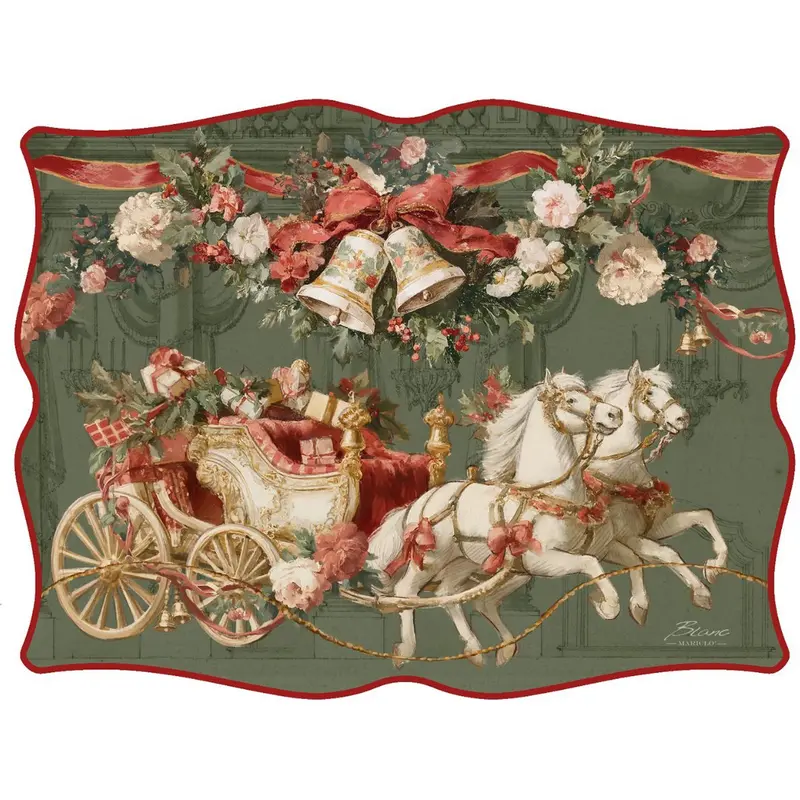 Blanc Mariclò Set 2 tovagliette americane di natale in vinile, Made in Italy 31x45 cm