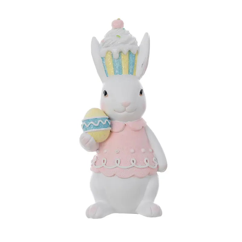 Blanc Mariclò Statuina Coniglio di pasqua in resina "Dolce Fiaba" 8x7xH16 cm 2 varianti(1 unità)