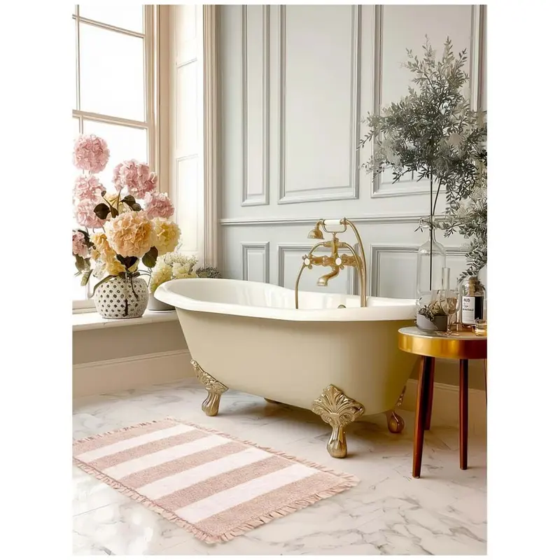 Blanc Mariclò Tappeto a righe in cotone con gala "Righe D'Aria" 50x110 cm 3 varianti(1 unità)