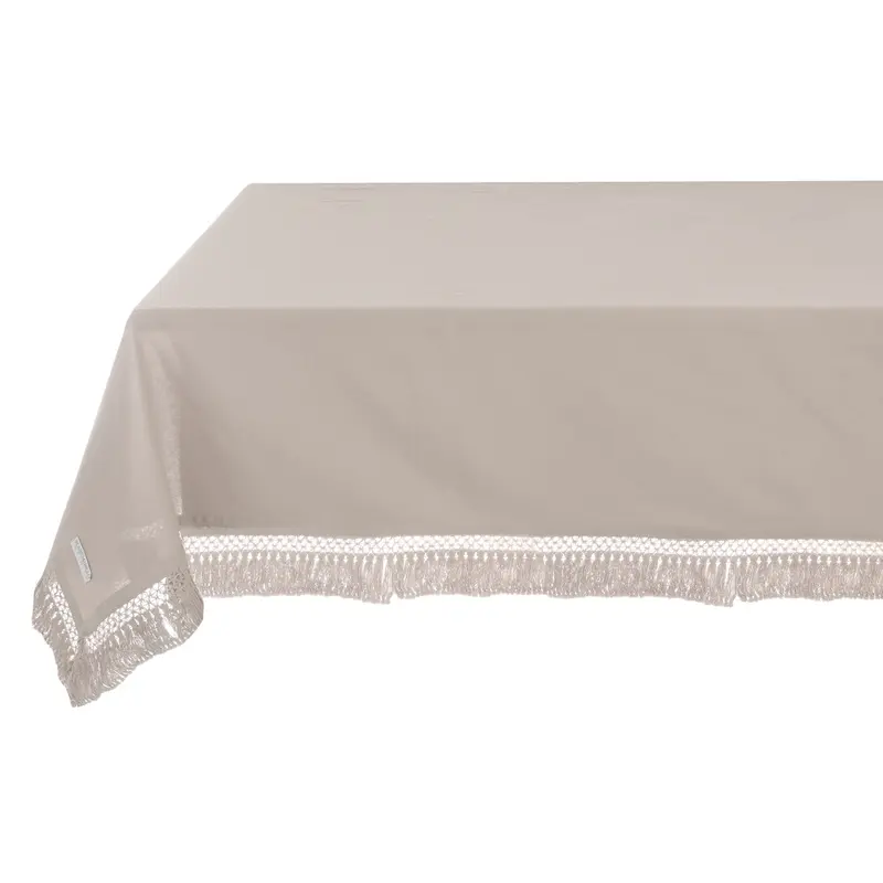 Blanc Mariclò Tovaglia in cotone beige "Infinity" 150x240 cm