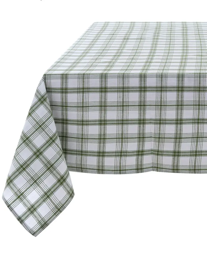 Blanc Mariclo tovaglia serie Osteria Chic variante madras verde cm.140x180