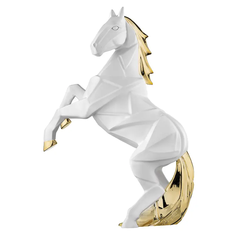 Bongelli Preziosi Cavallo stilizzato bianco/oro in polvere di marmo H24 cm