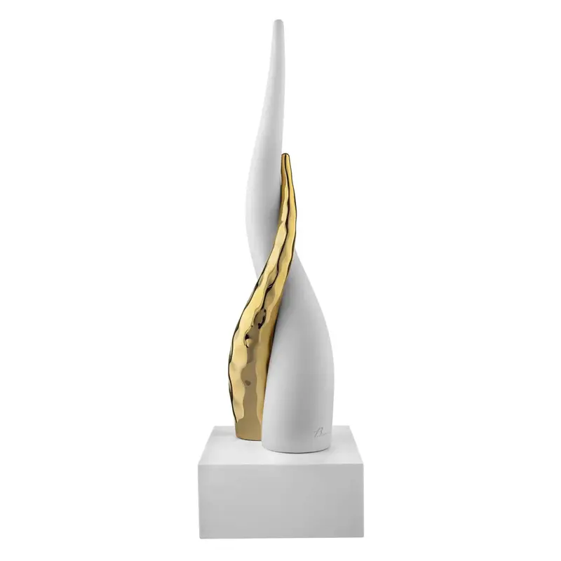 Bongelli Preziosi Corno bianco/oro in polvere di marmo H20 cm