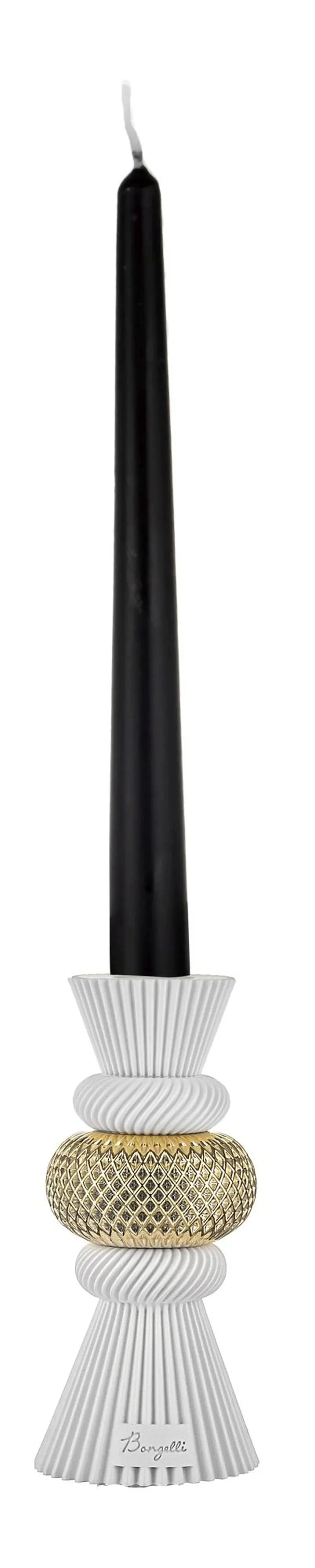 Bongelli Preziosi Portacandela bianco/oro "Modular", Made in Italy H15 cm