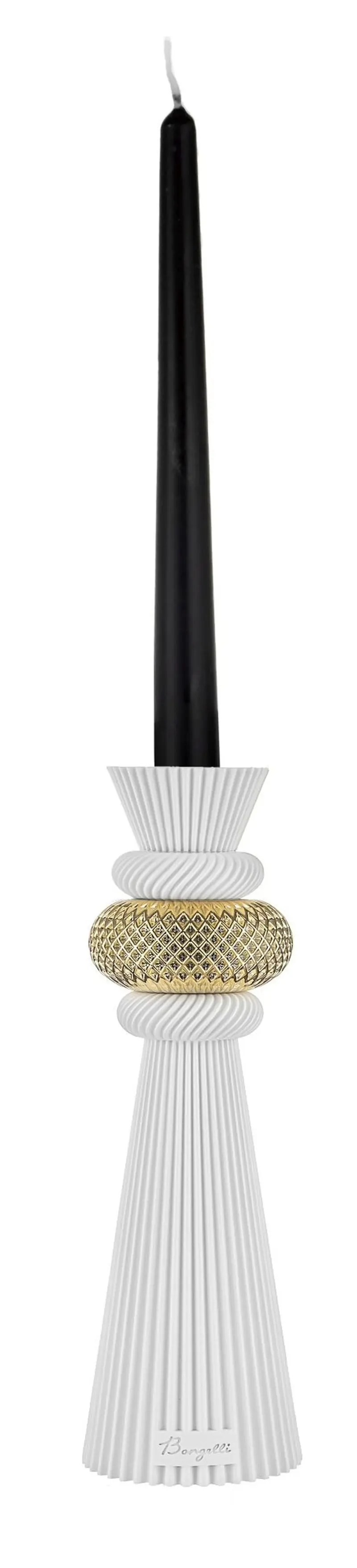 Bongelli Preziosi Portacandela bianco/oro "Modular", Made in Italy H25 cm