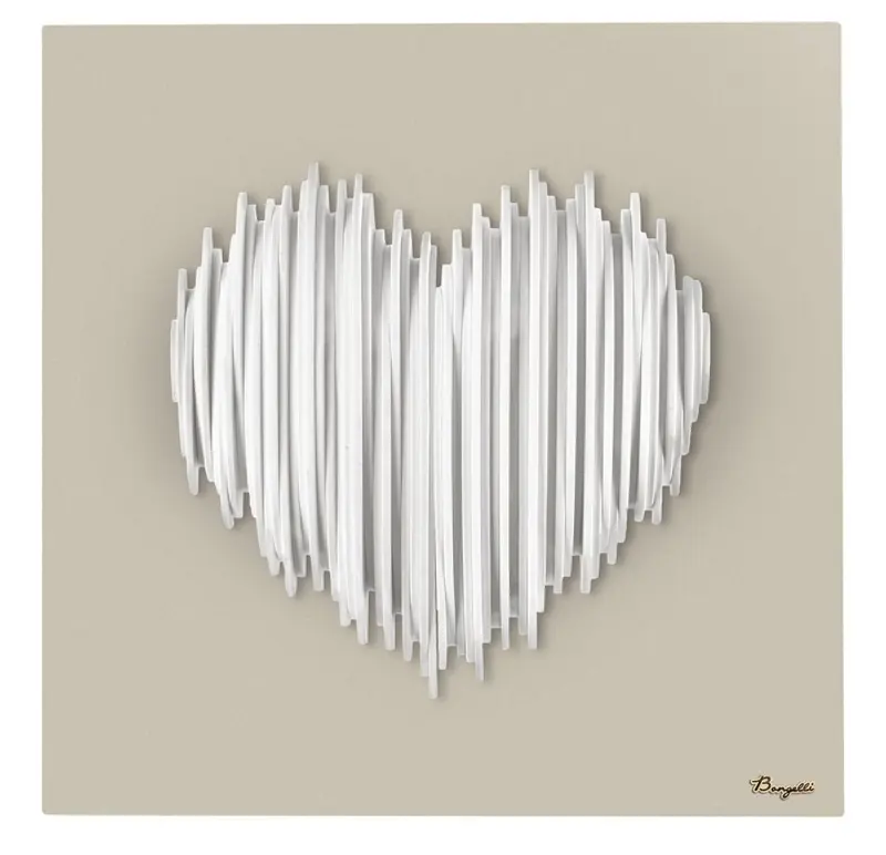 Bongelli Preziosi Quadro con cuore stilizzato bianco/nocciola 15x15 cm