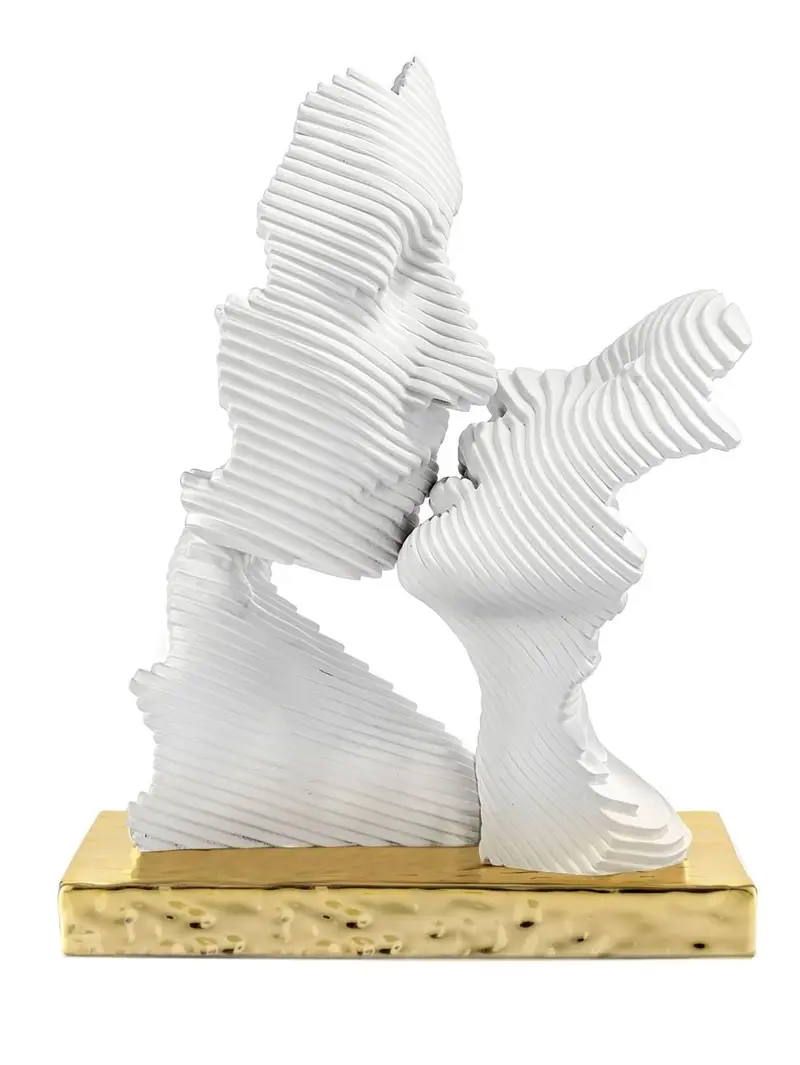 Bongelli Preziosi Statuina Coppia bacio stilizzata bianco/oro 15xH16 cm