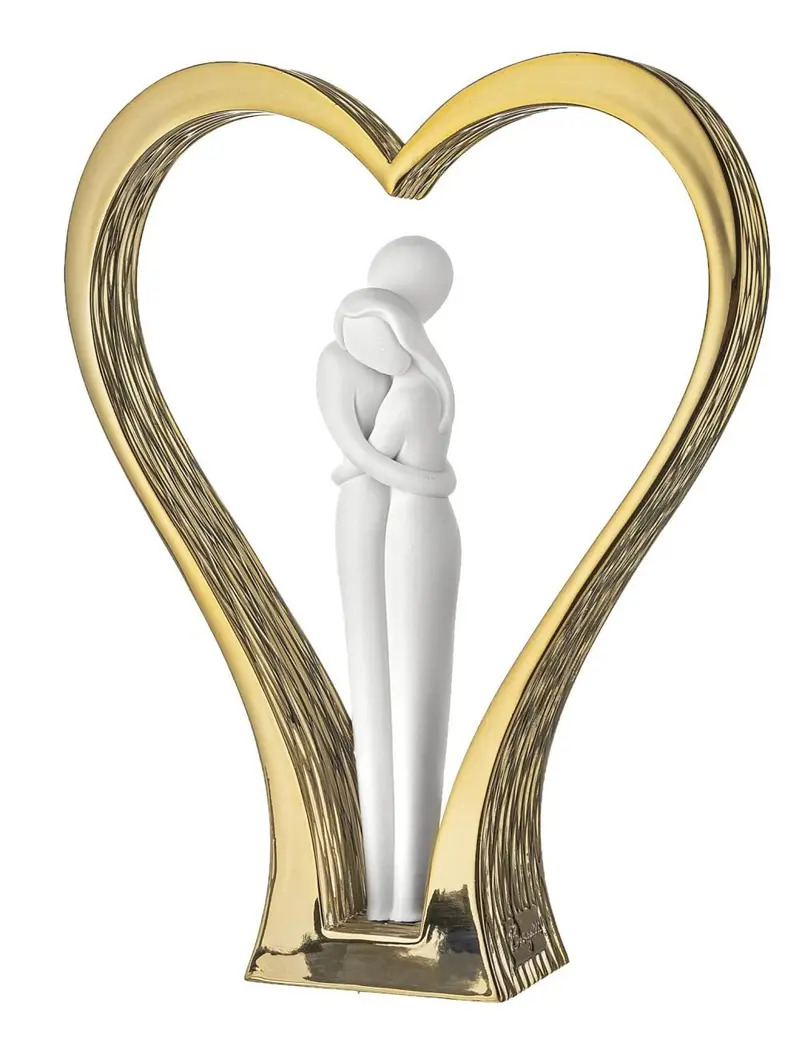 Bongelli Preziosi Statuina Coppia cuore alta bianco/oro H24 cm