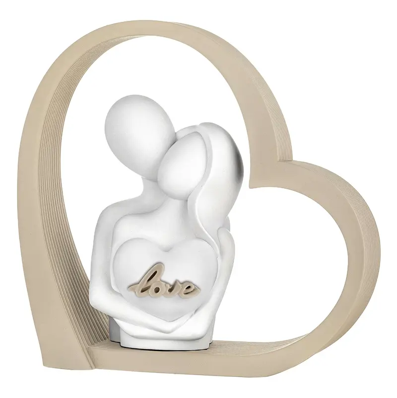 Bongelli Preziosi Statuina Coppia cuore "Love" bianco/nocciola 24xH25 cm