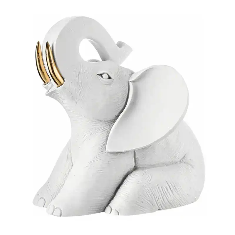 Bongelli Preziosi Statuina Elefante in polvere di marmo bianco/oro 16x15 cm