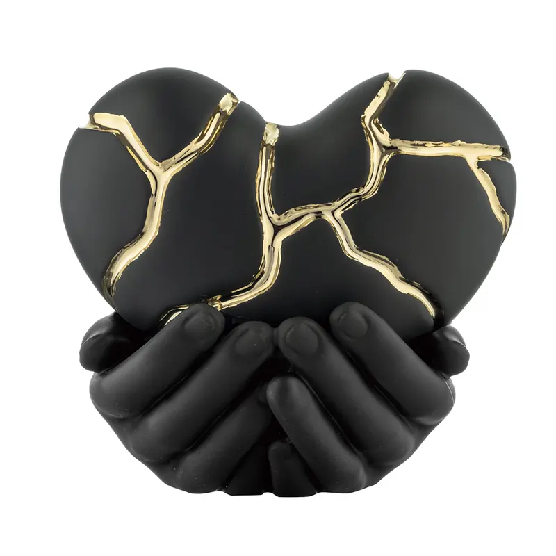 Bongelli Preziosi Statuina mani con cuore crepe dorate 25x24 cm