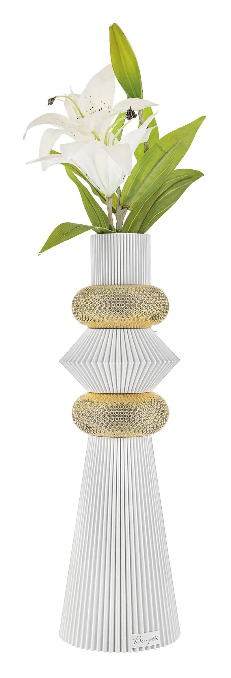 Bongelli Preziosi Vaso Portafiori bianco/oro "Modular", Made in Italy H39 cm