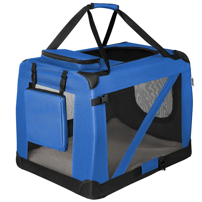 Borsa Trasportino Animali Domestici Pieghevole 70x50 H 52cm Cani e Gatti Blu