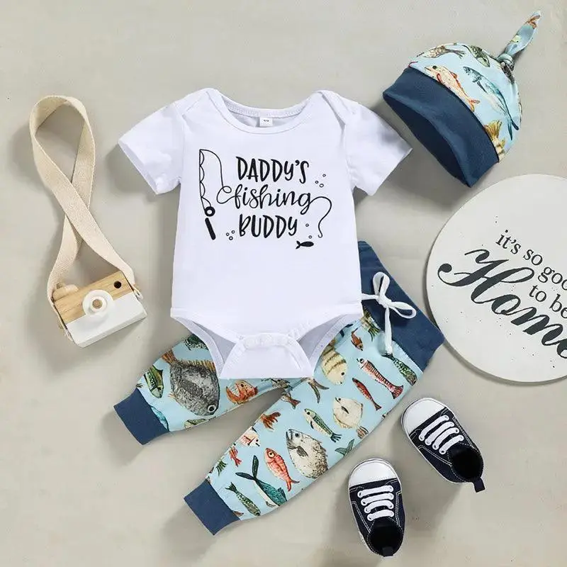 Boys Letter Print Short Sleeve Suit