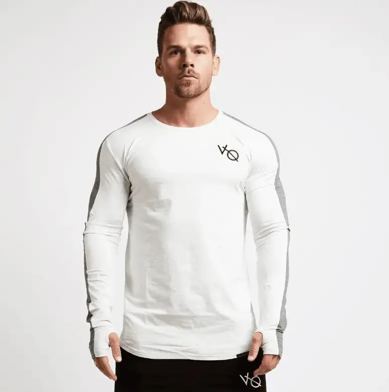 Brand Men fashion t shirt Slim shirts male Tops Leisure Bodybuilding Long Sleeve