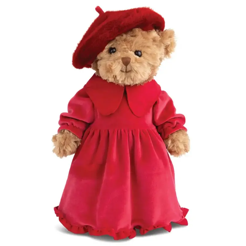 Bukowski Orso Peluche "Madame Odile" con abito in velluto rosso H35 cm