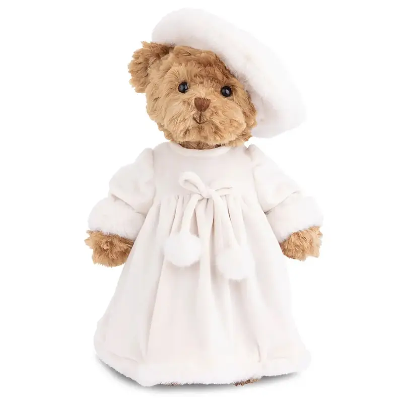 Bukowski Orso Peluche "Queen Basia" con abito in velluto bianco H35 cm