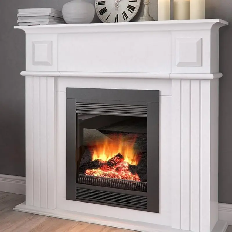 Camino Elettrico con Mobile in Legno 1800W Effetto Fuoco 2Livelli 110x96x36cm