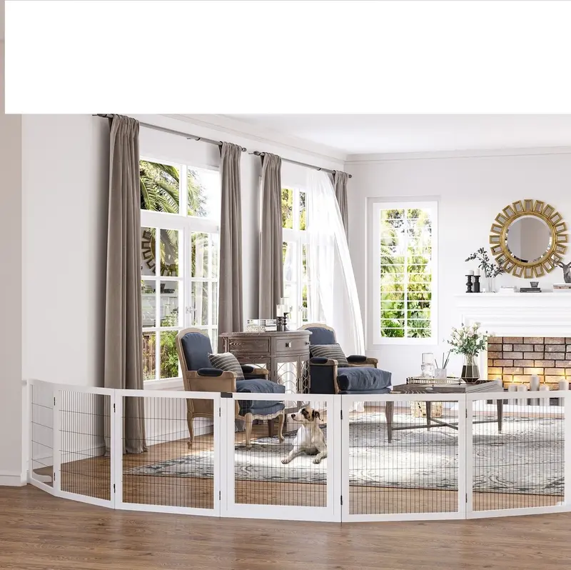 Cancelletto per Cani Legno e Acciaio 432x36x70cm Pieghevole