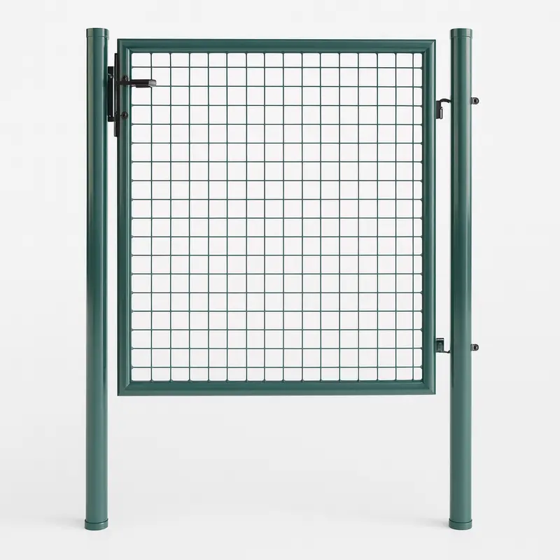 Cancello Pedonale in Metallo Verde 100x150 cm con Chiave per Recinzione Giardino