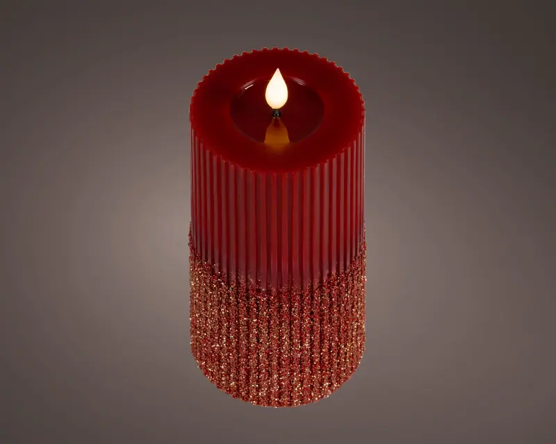 Candela a LED con stoppino e braciere in resina effetto fiamma per interni