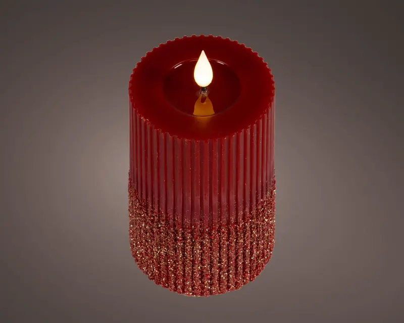 Candela a LED con stoppino e braciere in resina effetto fiamma per interni