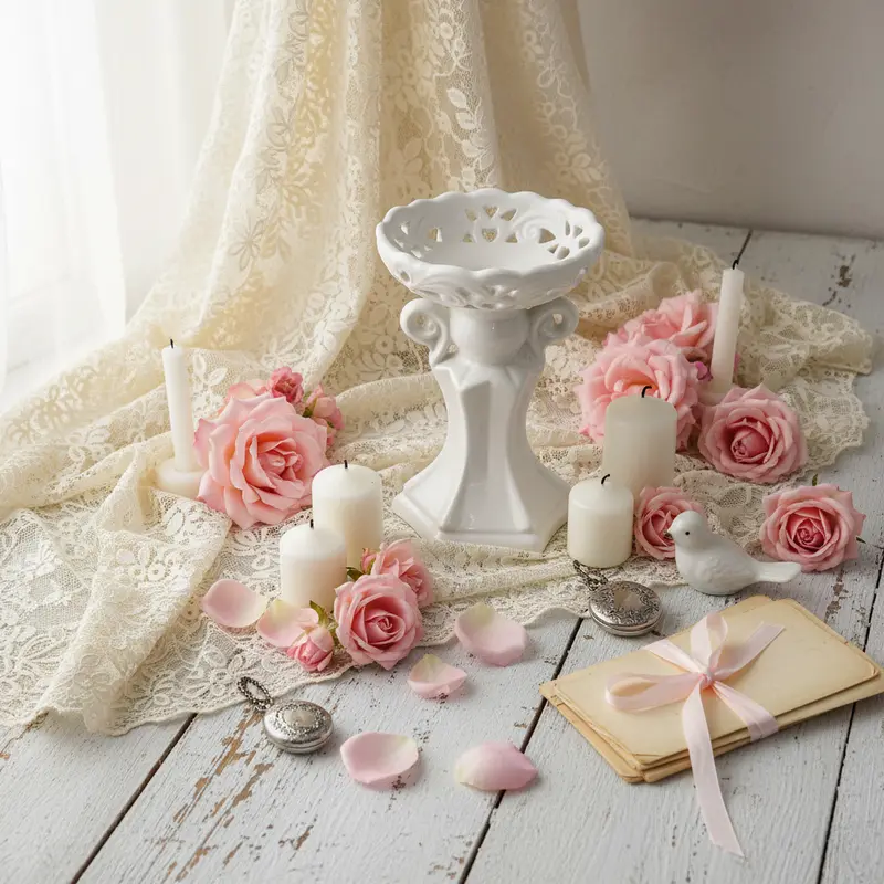 Candelabro Portacandele in Ceramica Bianca Shabby Chic | L'Arte di Nacchi