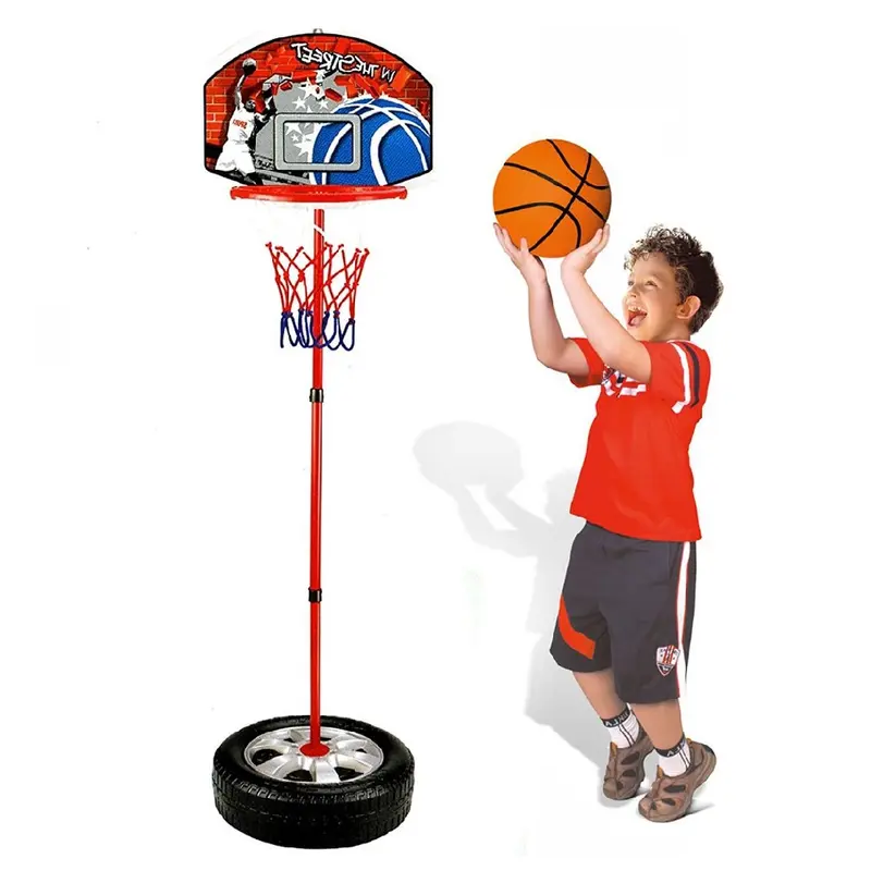 Canestro Basket Bambini Altezza Regolabile 120cm con Pallone Gioco Sport Casa