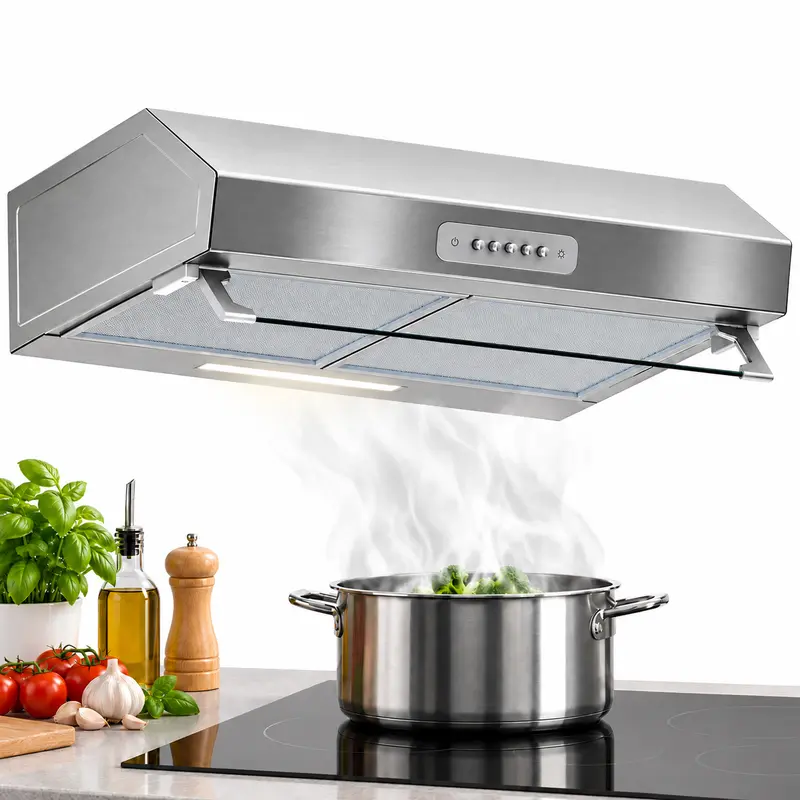 Cappa Sottopensile 60 cm Acciaio Inox 450 m³/h 3 Velocità Luce Led 140W