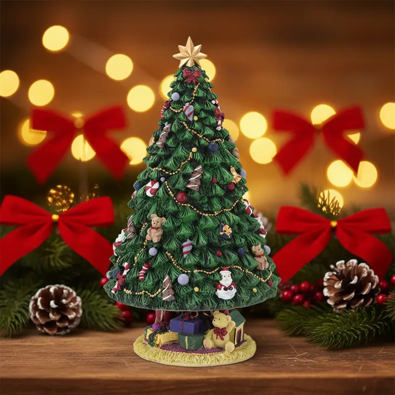 Carillon Musicale Albero di Natale in Resina