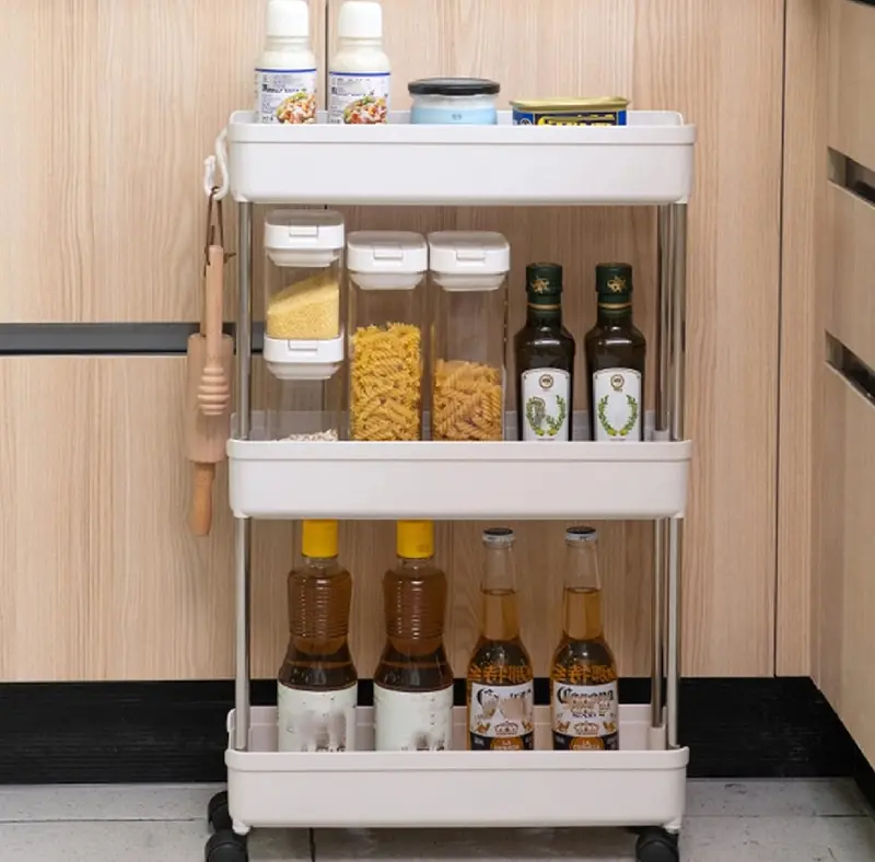 Carrellino Cucina Slim Salvaspazio 40x13.5 H 60cm Carrello Porta Tutto Bianco