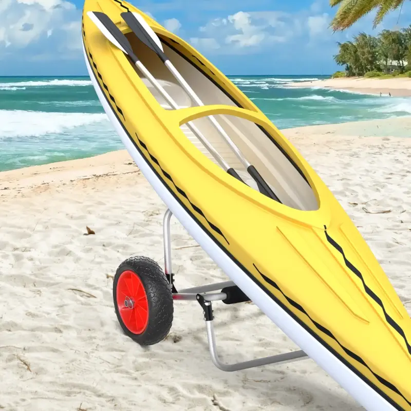 Carrellino da Spiaggia Pieghevole per Kayak e Canoa Alluminio