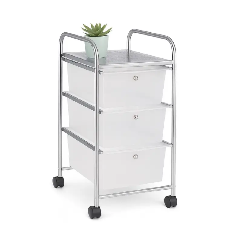 Carrello Cassettiera Multiuso 3 Cassetti Bianco 4Ruote Casa Ufficio Estetica Tattoo