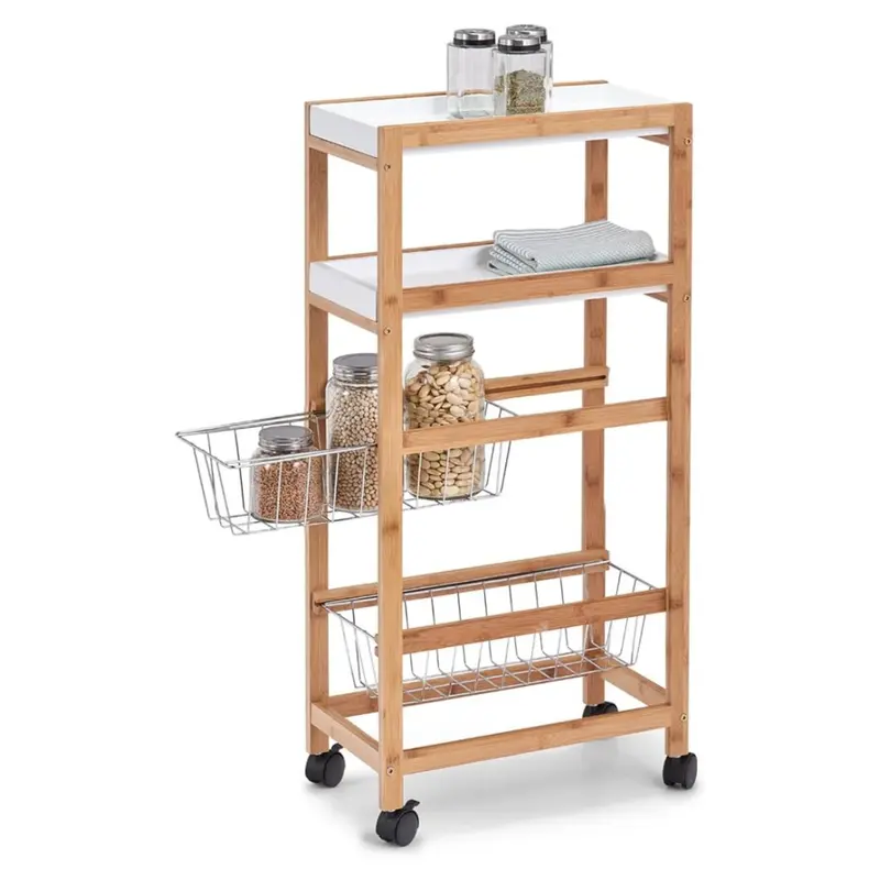 CARRELLO Con RUOTE 4RIPiani 22X40XH83 BIANCO
