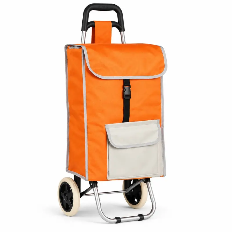 Carrello Trolley Frigo Isotermico con Ruote e Manico 35x30 H90 cm Arancione