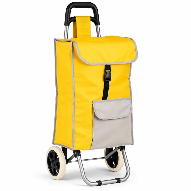 Carrello Trolley Frigo Isotermico con Ruote e Manico 35x30 H90 cm Giallo